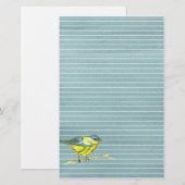 Papeterie Dessin d'oiseau gris ligné (Devant / Derrière)