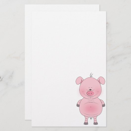 Papeterie Dessin joyeux de cochon rose (Devant / Derrière)