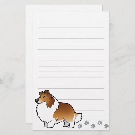 Papeterie Dessin sur Shetland Sheepdog / Collie (Devant / Derrière)