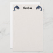 Papeterie Deux dauphins bleus à saupoudrer de citron blanc t (Devant / Derrière)