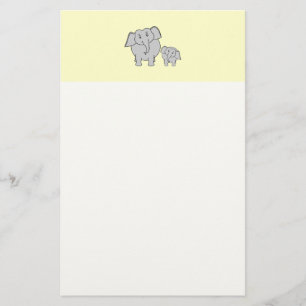 Papeterie Deux éléphants. Adulte et bande dessinée mignon
