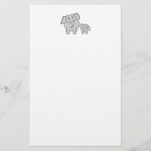 Papeterie Deux éléphants mignons. Bande dessinée (Devant)