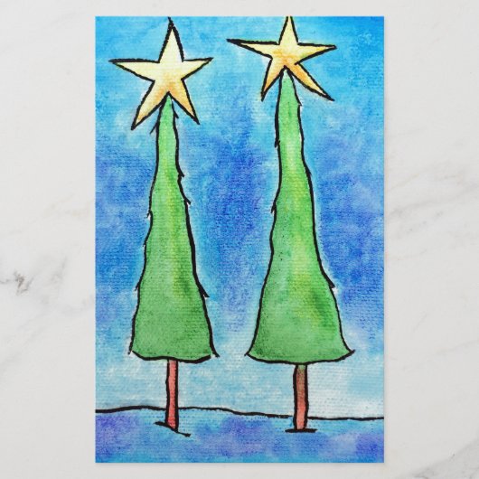 Papeterie Deux grands arbres de Noël (Devant)
