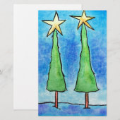 Papeterie Deux grands arbres de Noël (Devant / Derrière)