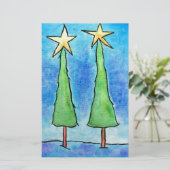 Papeterie Deux grands arbres de Noël (Debout devant)