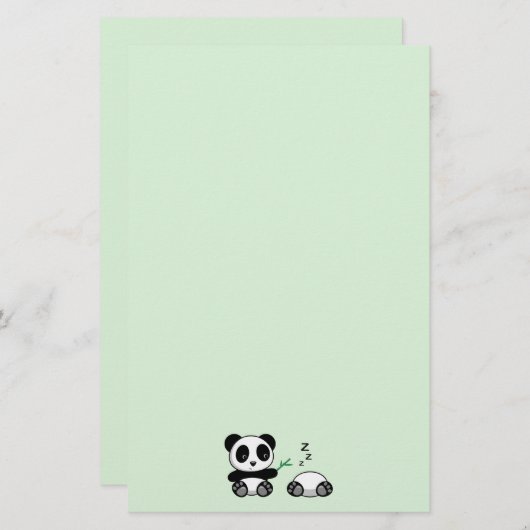 Papeterie Deux mignons petits pandas sur vert (Devant / Derrière)