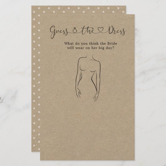 Papeterie Devinez Le Jeu Fête des mariées Robe (Devant / Derrière)