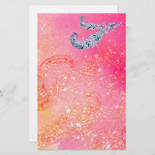 PAPETERIE DIAMOND FEATHERS EN MAGIQUE GOLD SPARKLES (Devant / Derrière)