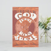 Papeterie Dieu Vous Bénit Un Design De Texte Inspirant. (Debout devant)