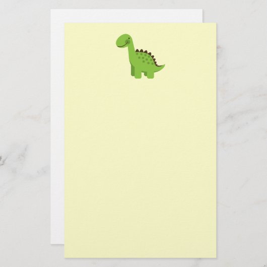 Papeterie Dinosaure vert mignon (Devant / Derrière)