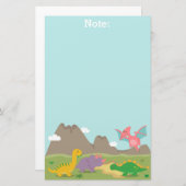 Papeterie Dinosaures colorés mignons pour des enfants (Devant / Derrière)