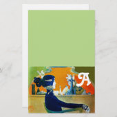 Papeterie DIVA EN BLEU, MODE DE BEAUTÉ MONOGRAMME Vert (Devant / Derrière)