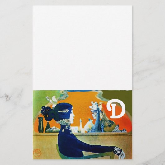 PAPETERIE DIVA EN BLEU, MONOGRAMME DE MODE BEAUTÉ (Devant)