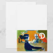 PAPETERIE DIVA EN BLEU, MONOGRAMME DE MODE BEAUTÉ (Devant / Derrière)