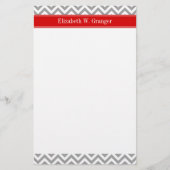 Papeterie Dk Gray White LG Chevron Red Name monogram (Devant)