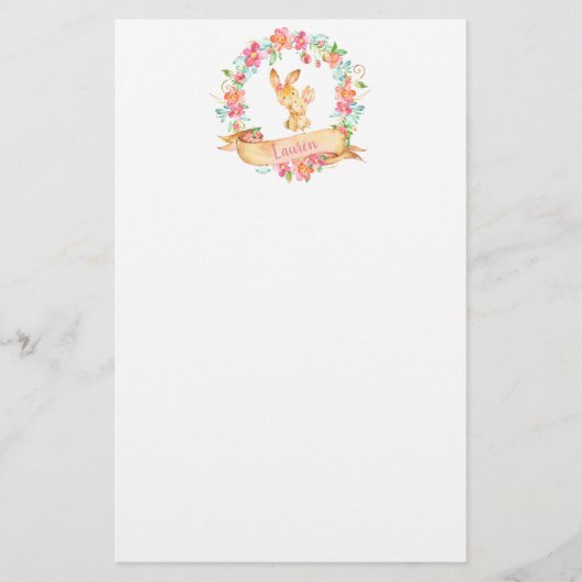 Papeterie Douche florale de lapin de maman et de bébé (Devant)