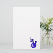 Papeterie Dragon bleu avec fumée (Debout devant)