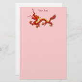 Papeterie Dragon Rouge Et Or Chinois (Devant / Derrière)
