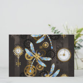 Papeterie Dragonflies de Steampunk sur arrière - plan rayé b (Debout devant)