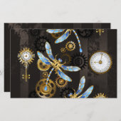 Papeterie Dragonflies de Steampunk sur arrière - plan rayé b (Devant / Derrière)