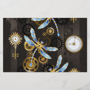 Papeterie Dragonflies de Steampunk sur arrière - plan rayé b