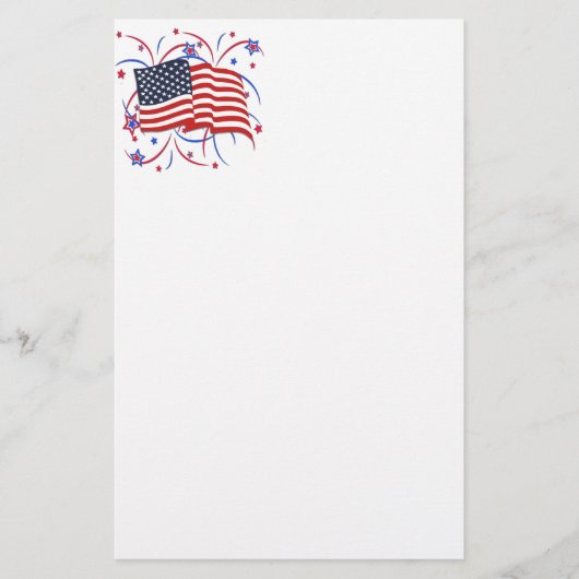 Papeterie Drapeau américain et feux d'artifice (Devant)