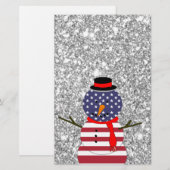 Papeterie Drapeau américain patriotique Snowman Parties scin (Devant / Derrière)