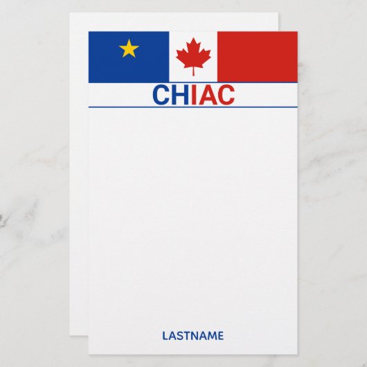 Papeterie Drapeau canadien acadien Chiac Personnaliser (Devant / Derrière)