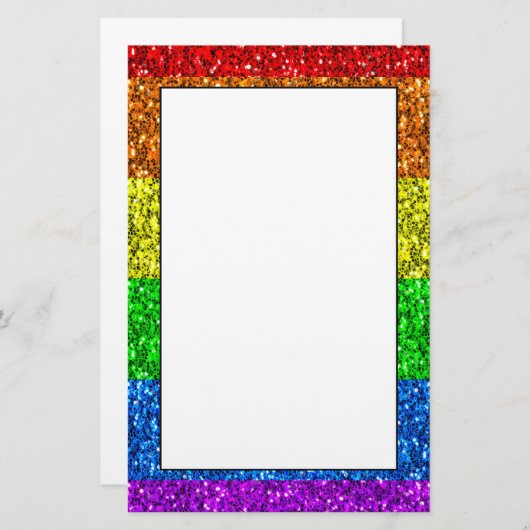 Papeterie Drapeau LGBT vibrante parties scintillant arc-en-c (Devant / Derrière)