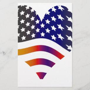 Papeterie drapeau usa coeur amour américain honneur troupes