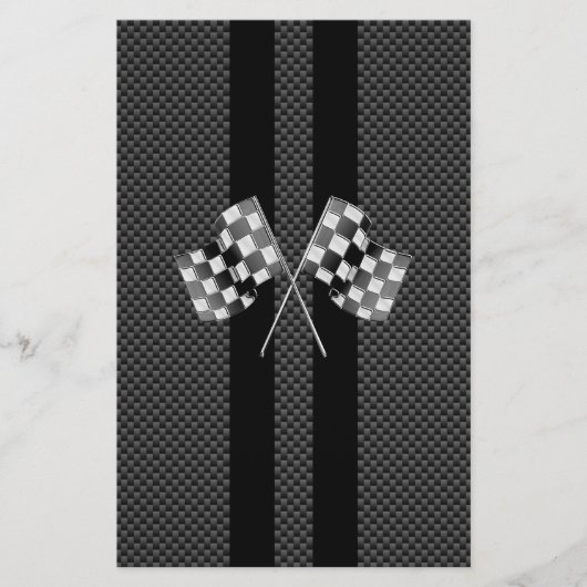 Papeterie Drapeaux de course Stripes dans un décor de fibre (Devant)
