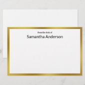 Papeterie Du bureau de Faux Or Blanc Noir Votre Nom (Devant / Derrière)