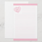Papeterie Du rose de coeur rayé (Devant / Derrière)