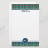 Papeterie Duncan Clan Lumière Vert Ancien Tartan Monogramme (Devant / Derrière)