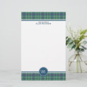Papeterie Duncan Clan Lumière Vert Ancien Tartan Monogramme (Debout devant)