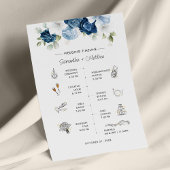 Papeterie Dusty Blue Floral Moderne Mariage programme d'itin
