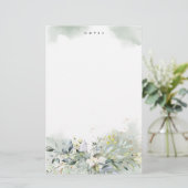 Papeterie Dusty Blue Greenery Foliage Feuilles Personnalisé (Debout devant)