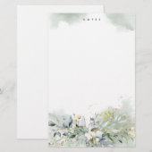 Papeterie Dusty Blue Greenery Foliage Feuilles Personnalisé (Devant / Derrière)