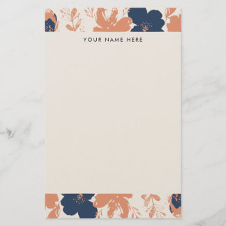 Papeterie Dusty Rose and Blue Floral with Name