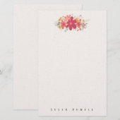 Papeterie éclaboussée de fleurs rose vif joyeuses (Devant / Derrière)