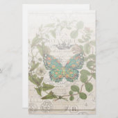 Papeterie écriture bohème papillon botanique français (Devant / Derrière)