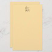 Papeterie Écriture Classique Élégante Couleur Beige Nom (Devant / Derrière)