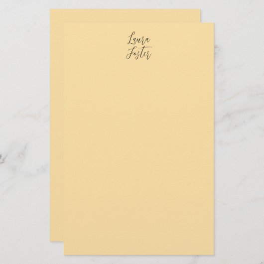 Papeterie Écriture Classique Élégante Couleur Beige Nom (Devant / Derrière)