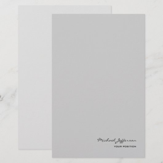 Papeterie Écriture élégante et unique nom gris  (Devant / Derrière)