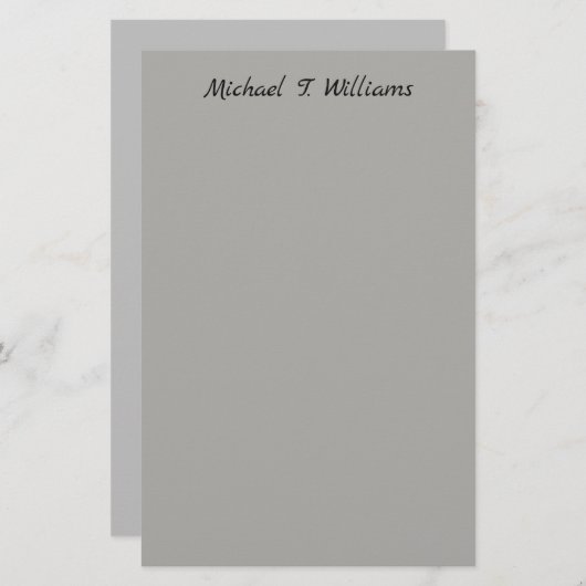 Papeterie Écriture manuscrite classique gris élégant minimal (Devant / Derrière)