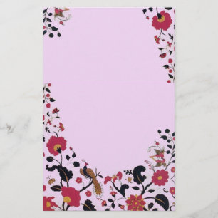Papeterie EDEN, FLEURS ET OISEAUX Floral Monogramme rose