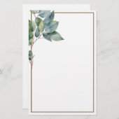 Papeterie Eeucalyptus botanique d'or vert moderne (Devant / Derrière)