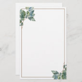 Papeterie Eeucalyptus botanique en or vert doux (Devant / Derrière)