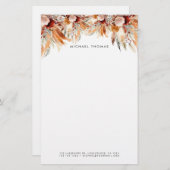 Papeterie Elégant aquarelle Boho Floral Personnalisé (Devant / Derrière)