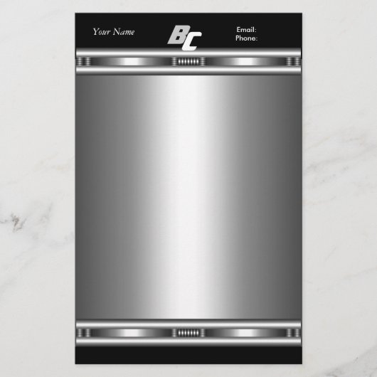 Papeterie Élégant Argent Chrome Noir Elite (Devant)